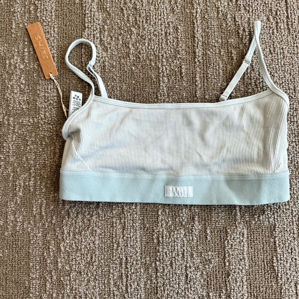 SKIMS cotton rib scoop bralette in color “frost” and size small